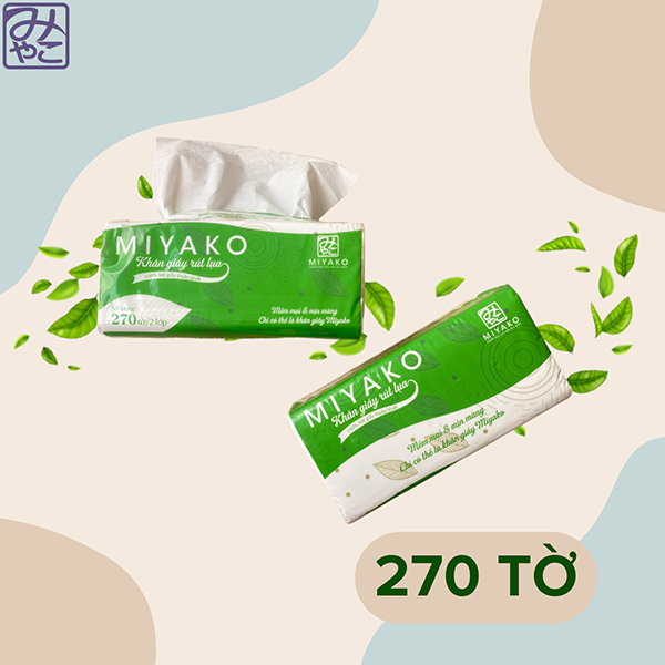 Khăn giấy rút lụa Miyako - 270 tờ 2 lớp - Khăn giấy MIYAKO - Công Ty TNHH Thương Mại Dịch Vụ Và Sản Xuất MIYAKO